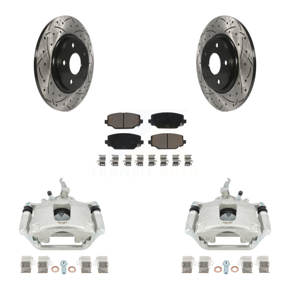 Rear Brake Coated Caliper Drilled Slot Rotor Ceramic Pad Kit For 2014-2020 Dodge Journey KCD-100635C