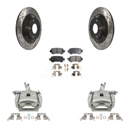 Rear Disc Brake Coated Caliper Drill Slot Rotor Ceramic Pad Kit For 2013-2015 Mazda CX-5 KCD-100635T