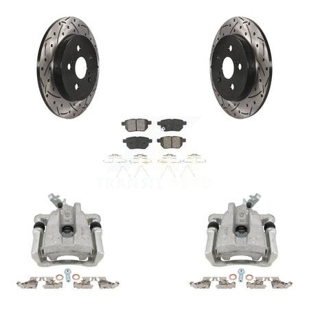 Rear Brake Caliper Drill Slot Rotor Semi-Metallic Pad Kit For Toyota Corolla Matrix Vibe KCD-100636S
