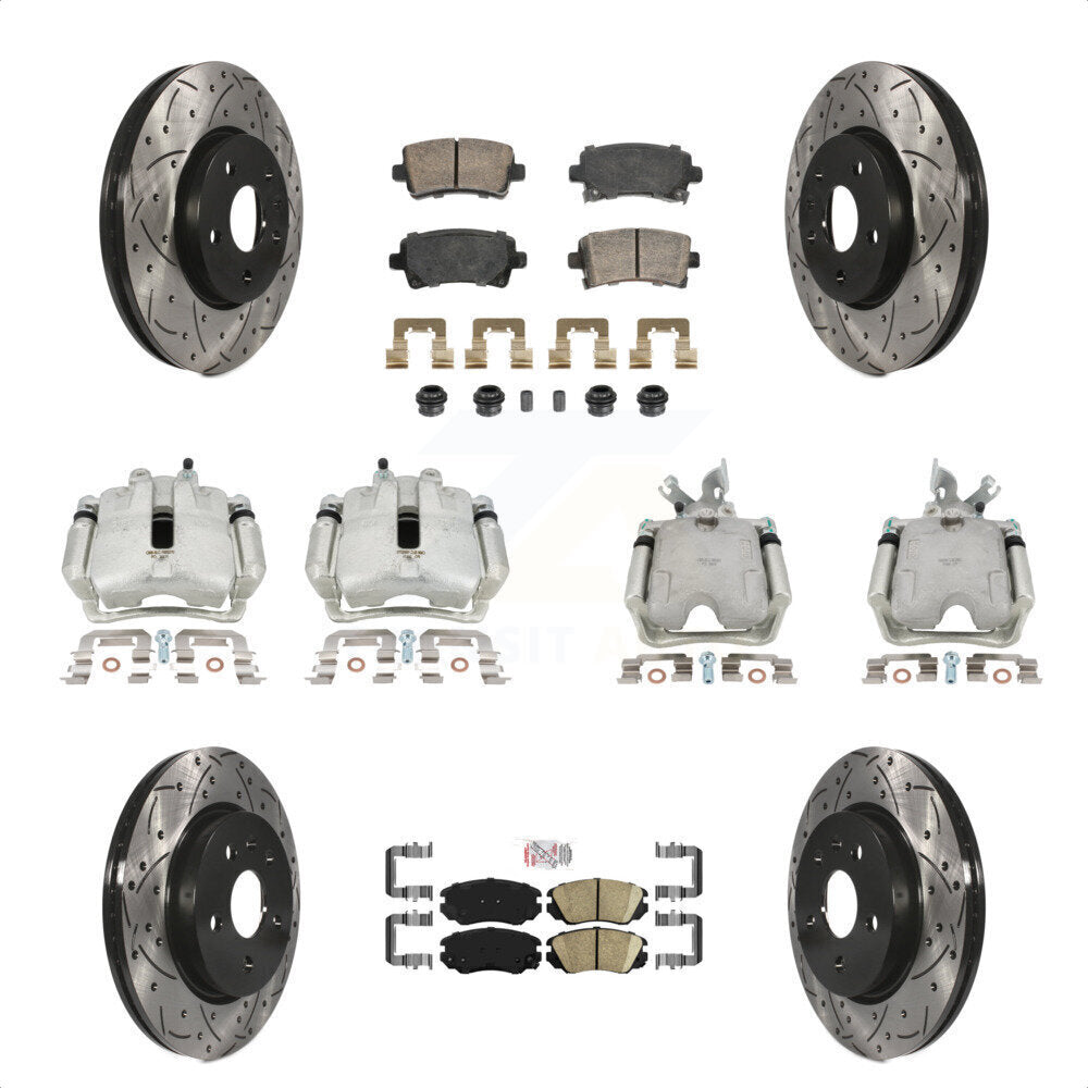 Front Rear Disc Brake Coated Caliper Drilled Slotted Rotors And Ceramic Pads Kit (10Pc) For 2010-2011 Buick LaCrosse Excluding Vehicles Manufactured In Mexico KCD-100637N by Transit Auto