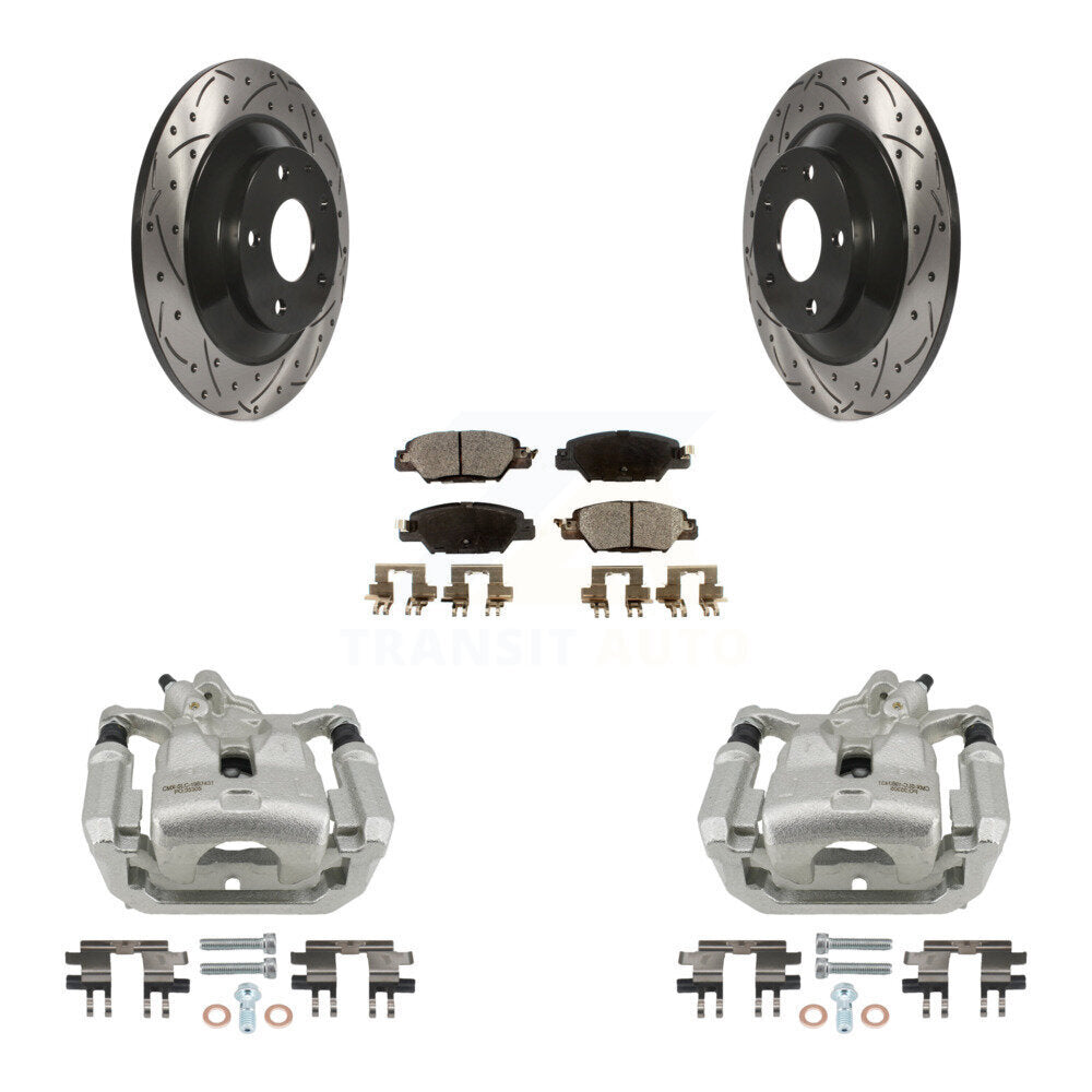 Rear Disc Brake Coated Caliper Drill Slot Rotor Ceramic Pad Kit For 2016-2022 Mazda CX-5 KCD-100637T