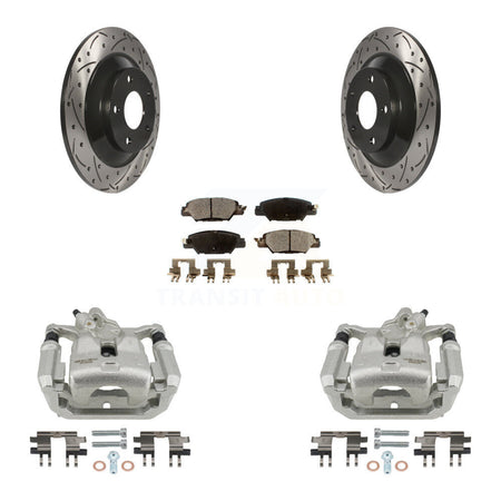 Rear Disc Brake Coated Caliper Drill Slot Rotor Ceramic Pad Kit For 2016-2022 Mazda CX-5 KCD-100637T