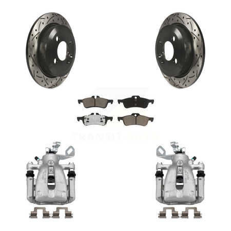 Rear Brake Caliper Drill Slotted Rotors Ceramic Pad Kit For 2007 Mini Cooper Convertible KCD-100638C
