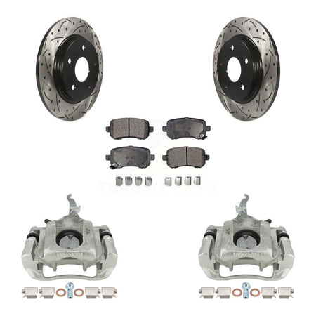 Rear Brake Caliper Drill Slotted Rotor Semi-Metallic Pad Kit For 2009-2011 Dodge Journey KCD-100638P