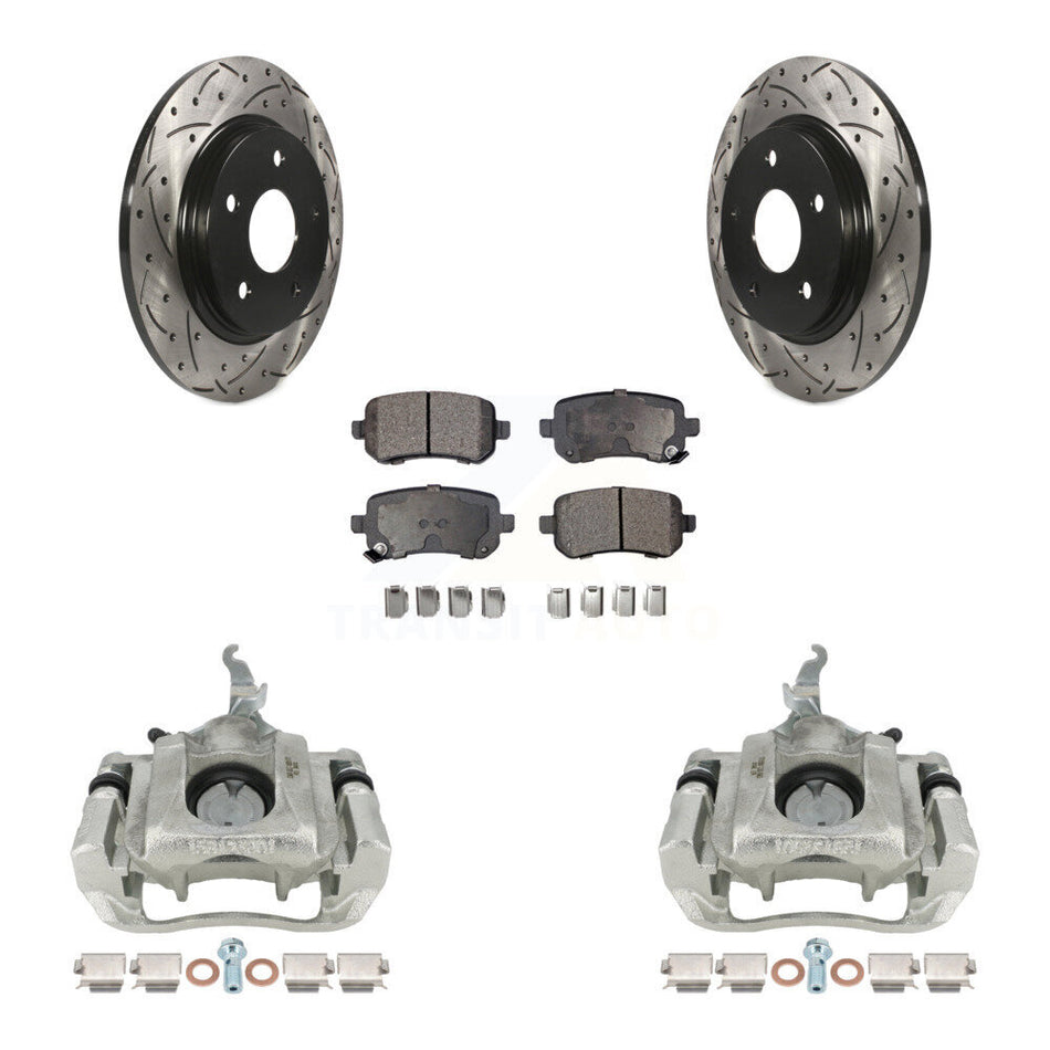 Rear Brake Caliper Drill Slotted Rotor Semi-Metallic Pad Kit For 2009-2011 Dodge Journey KCD-100638P