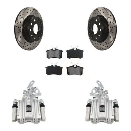 Rear Brake Coat Caliper Drill Slot Rotor Semi-Metallic Pad Kit For Audi A3 DIESEL engine KCD-100639S