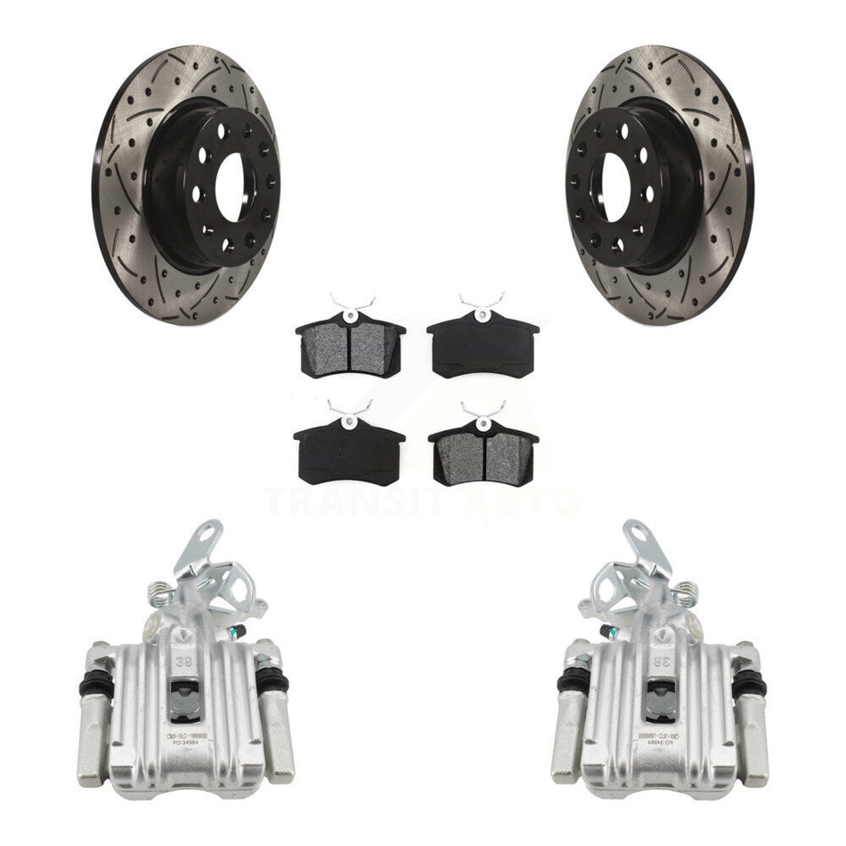 Rear Brake Coat Caliper Drill Slot Rotor Semi-Metallic Pad Kit For Audi A3 DIESEL engine KCD-100639S