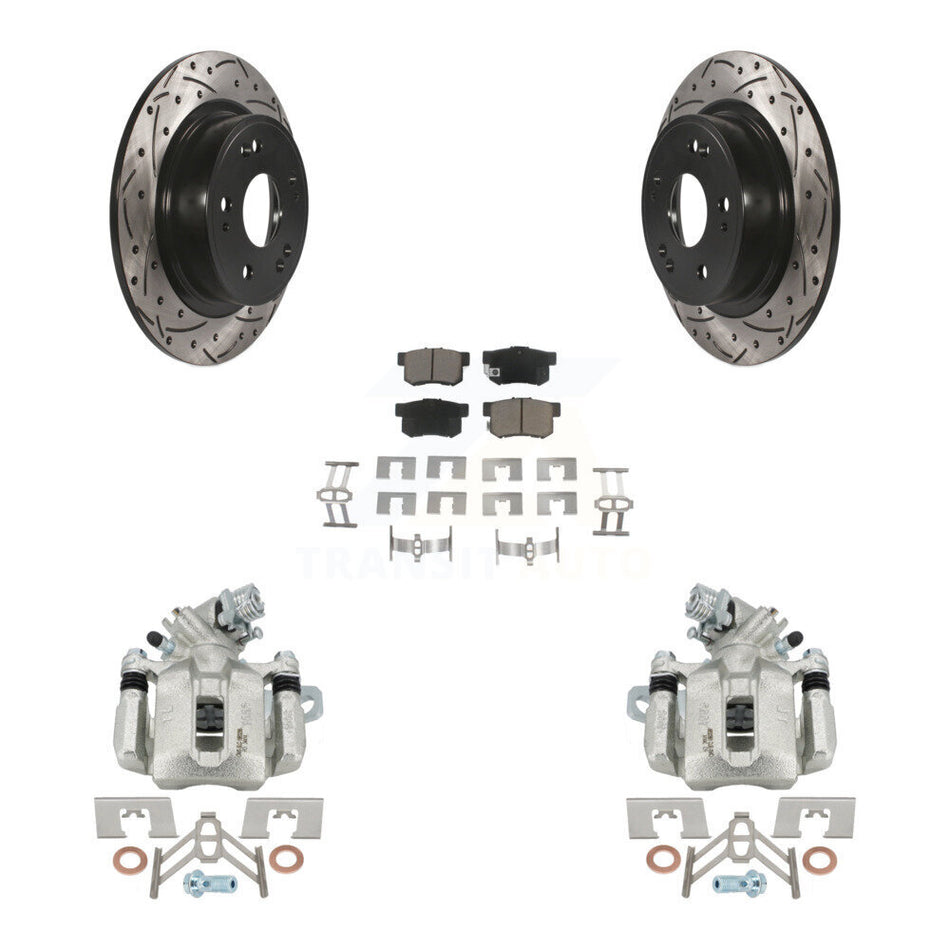 Rear Disc Brake Coated Caliper Drill Slot Rotors Ceramic Pad Kit For 2016-2018 Acura ILX KCD-100641C