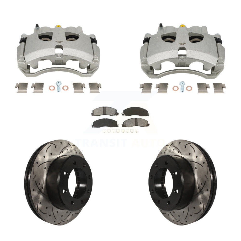 Front Brake Coat Caliper Drill Slot Rotors Semi-Metallic Pad Kit For Ram 3500 2500 Dodge KCD-100642S