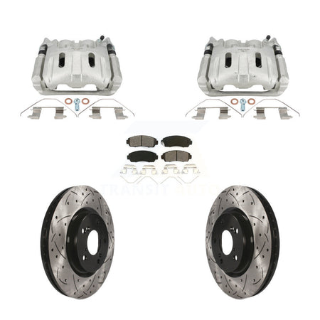 Front Brake Caliper Drilled Slot Rotor Semi-Metallic Pad Kit For 2011-2014 Honda Odyssey KCD-100643S