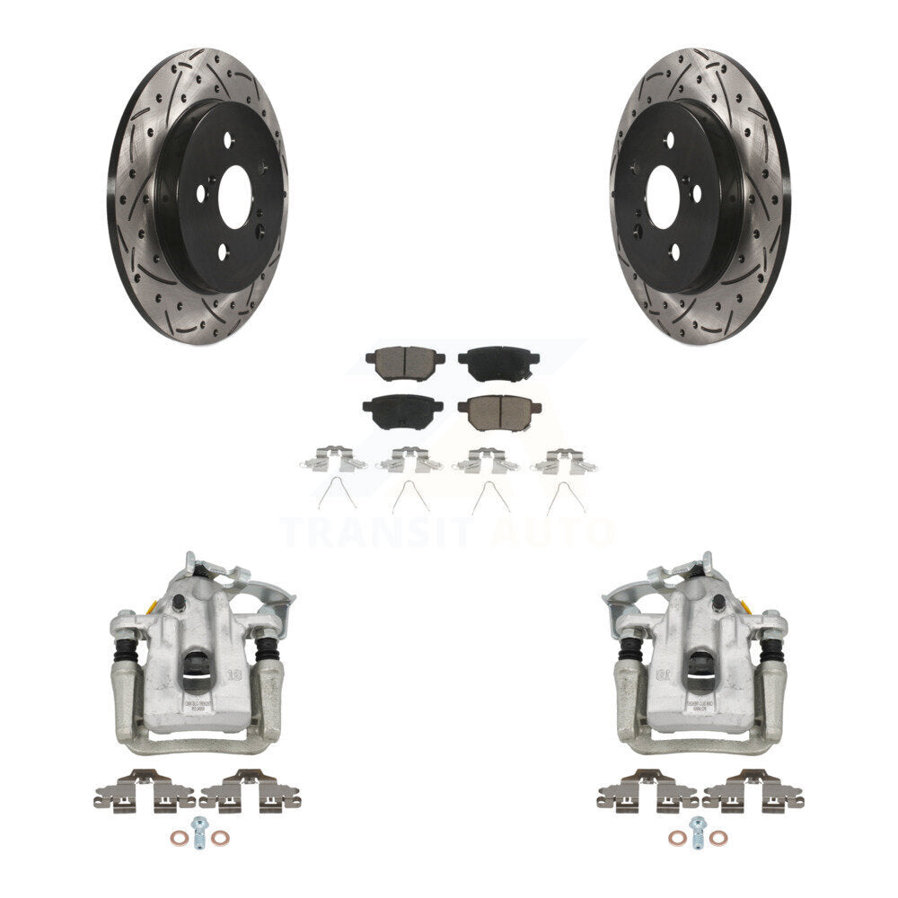 Rear Disc Brake Coated Caliper Drill Slot Rotor Ceramic Pad Kit For Toyota Prius Plug-In KCD-100644C