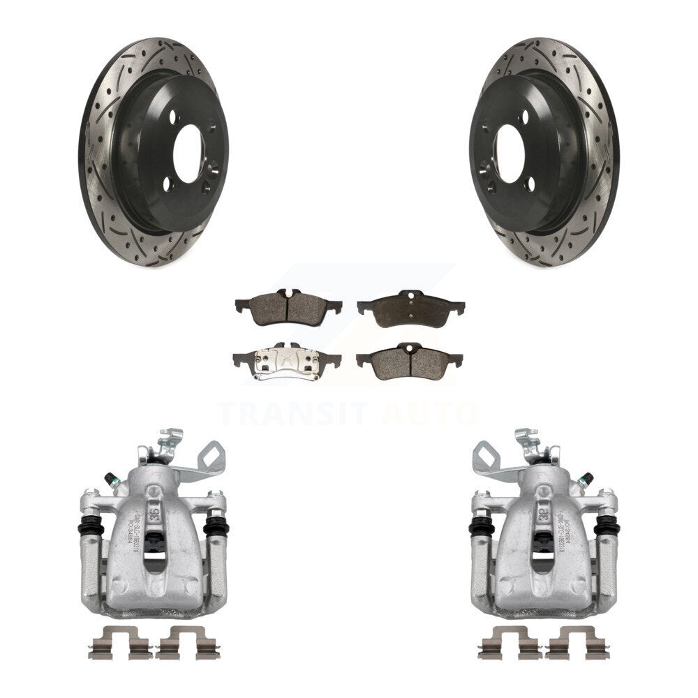 Rear Brake Caliper Drill Slot Rotor Semi-Metallic Pad Kit For 07 Mini Cooper Convertible KCD-100644P