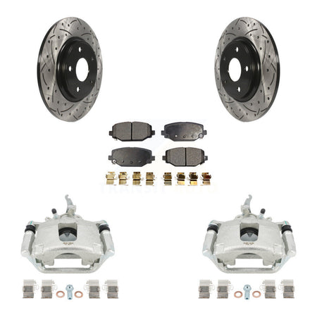 Rear Brake Coated Caliper Drilled Slot Rotor Ceramic Pad Kit For 2014-2020 Dodge Journey KCD-100646T