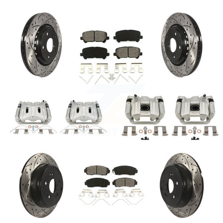 Front Rear Brake Caliper Drill Slot Rotor Semi-Metallic Pad Kit (10Pc) For Honda Odyssey KCD-100647S