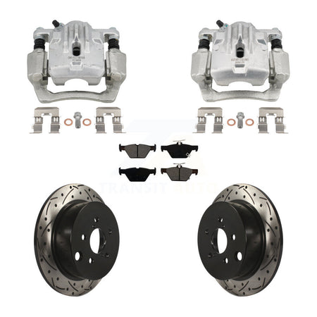 Rear Brake Coated Caliper Drill Slotted Rotor Semi-Metallic Pad Kit For Subaru Crosstrek KCD-100648S