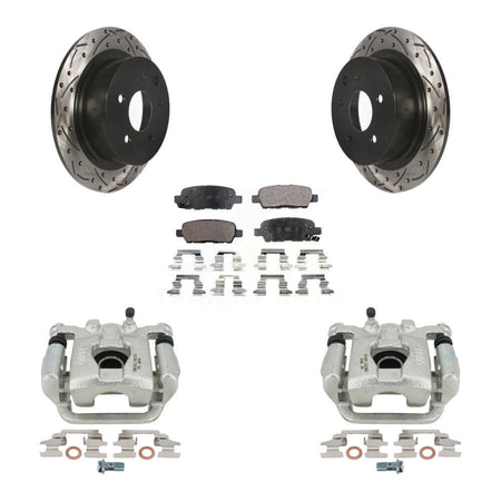 Rear Disc Brake Coated Caliper Drilled Slotted Rotors And Ceramic Pads Kit For Nissan Altima Maxima KCD-100648T by Transit Auto