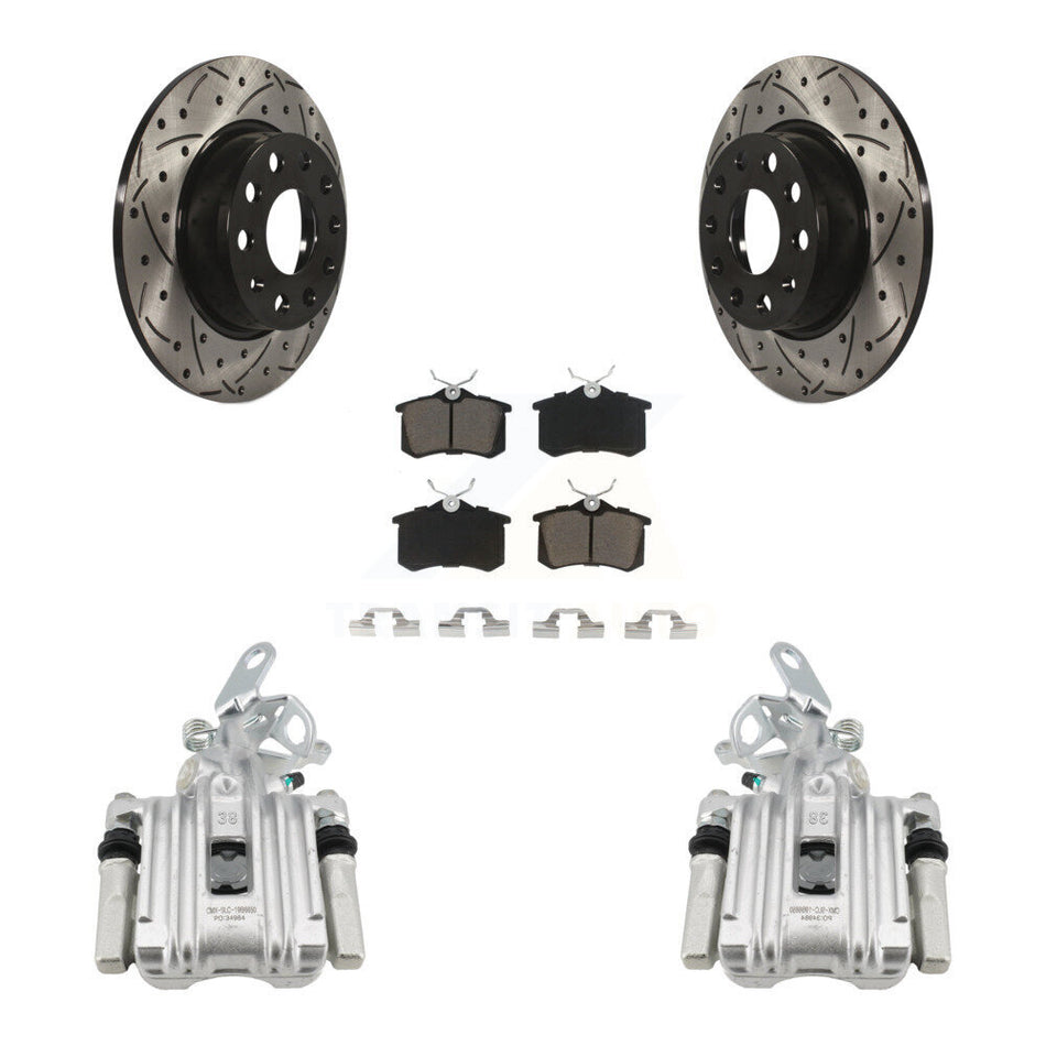 Rear Brake Caliper Drill Slot Rotors Ceramic Pad Kit For 2010-2013 Audi A3 DIESEL engine KCD-100649C