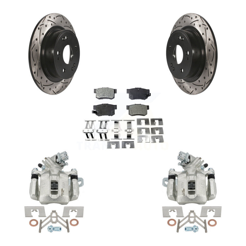 Rear Disc Brake Coated Caliper Drill Slot Rotors Ceramic Pad Kit For 2016-2018 Acura ILX KCD-100651T