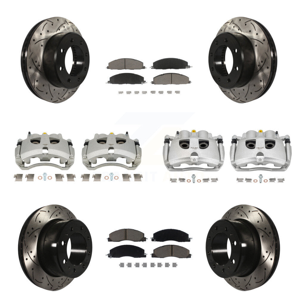 Front Rear Brake Caliper Drill Slot Rotor Ceramic Pad Kit (10Pc) For Ram 3500 2500 Dodge KCD-100655C