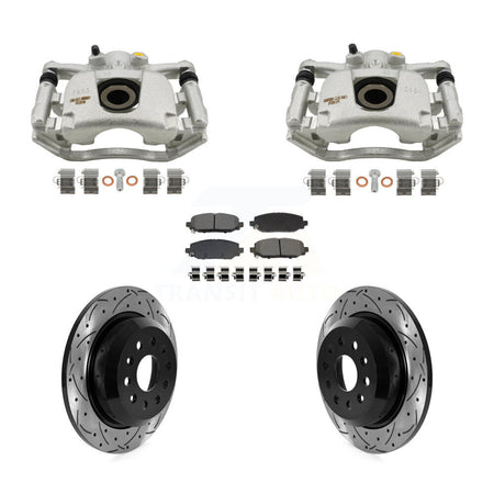 Rear Brake Coat Caliper Drill Slot Rotor Semi-Metallic Pad Kit For Jeep Wrangler Rubicon KCD-100655S