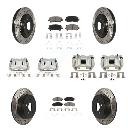 Front Rear Brake Caliper Drill Slot Rotor Ceramic Pad Kit (10Pc) For 15-17 Honda Odyssey KCD-100657C