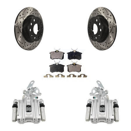 Rear Brake Caliper Drill Slot Rotors Ceramic Pad Kit For 2010-2013 Audi A3 DIESEL engine KCD-100660T