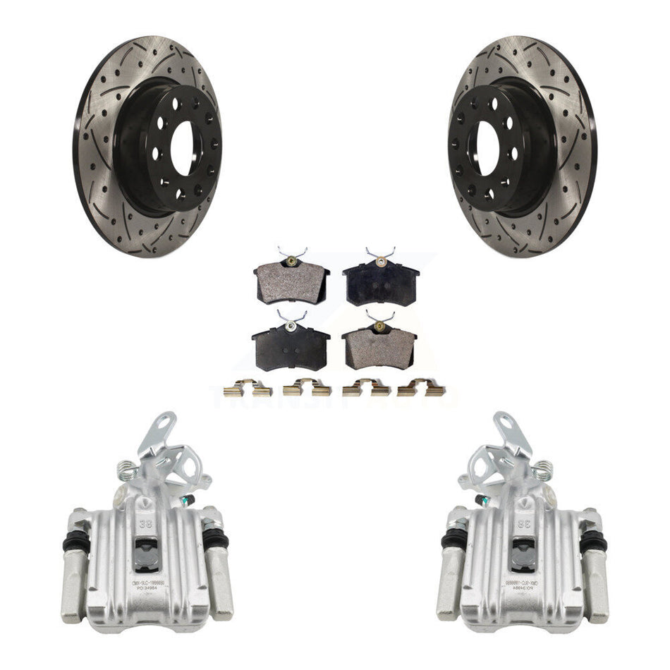 Rear Brake Caliper Drill Slot Rotors Ceramic Pad Kit For 2010-2013 Audi A3 DIESEL engine KCD-100660T