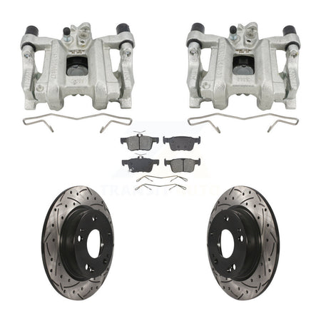Rear Brake Coated Caliper Drill Slot Rotor Semi-Metallic Pad Kit For Honda Civic Insight KCD-100661S
