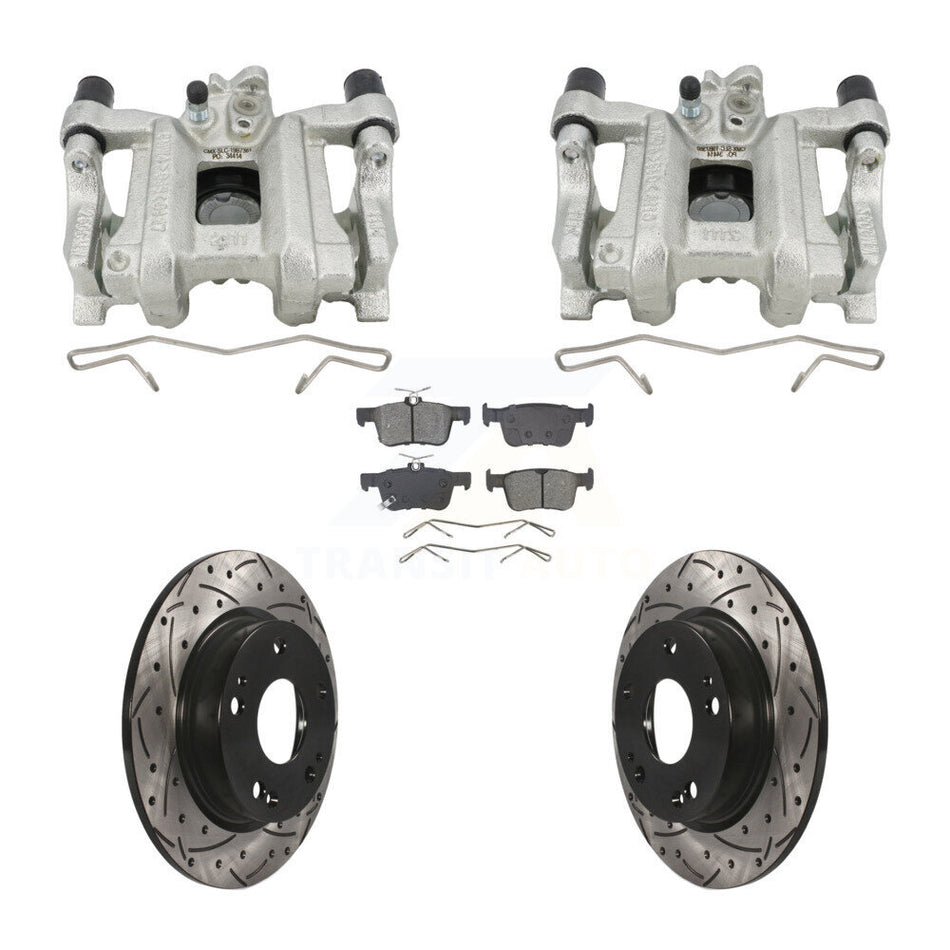 Rear Brake Coated Caliper Drill Slot Rotor Semi-Metallic Pad Kit For Honda Civic Insight KCD-100661S