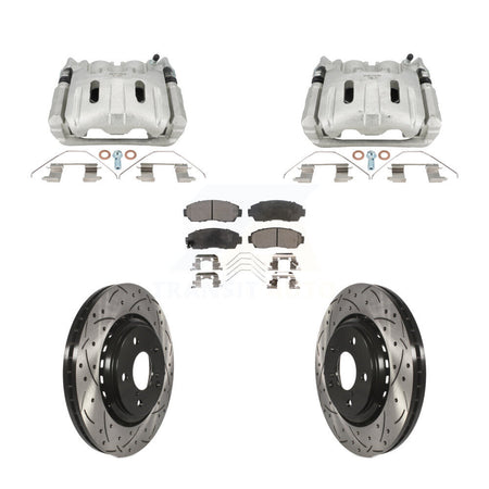 Front Brake Coated Caliper Drill Slot Rotors Ceramic Pad Kit For 2015-2017 Honda Odyssey KCD-100663T