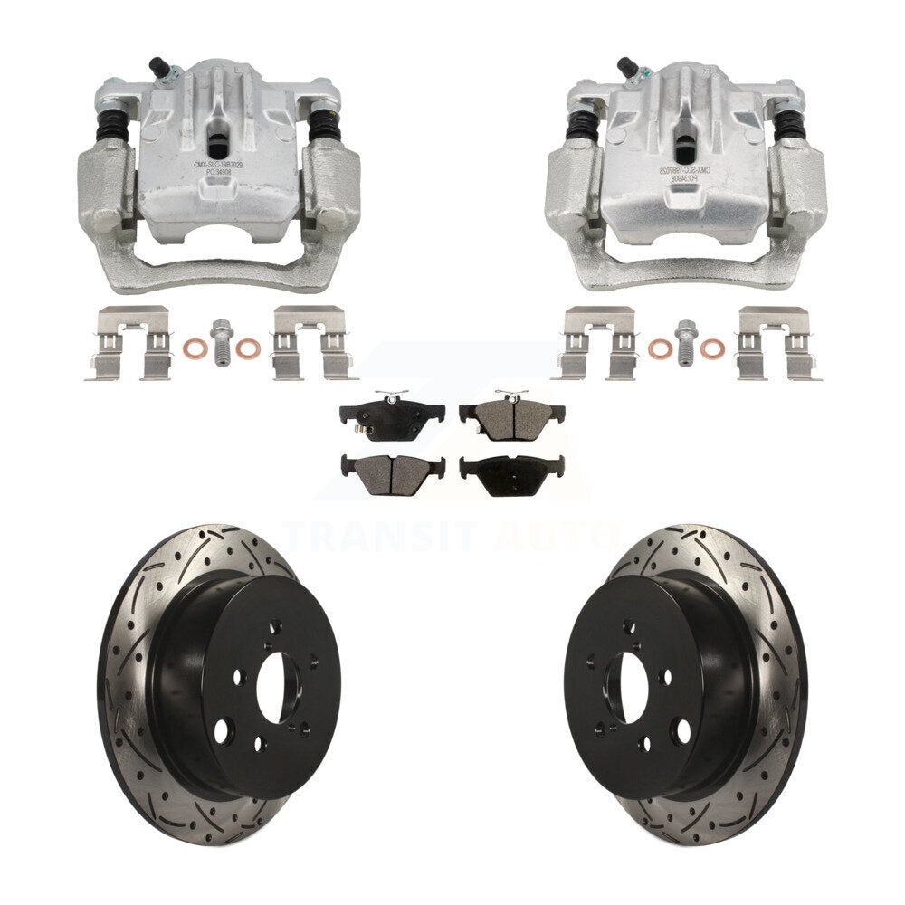 Rear Brake Coated Caliper Drill Slotted Rotor Semi-Metallic Pad Kit For Subaru Crosstrek KCD-100664P