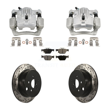 Rear Brake Coated Caliper Drill Slotted Rotor Semi-Metallic Pad Kit For Subaru Crosstrek KCD-100664P