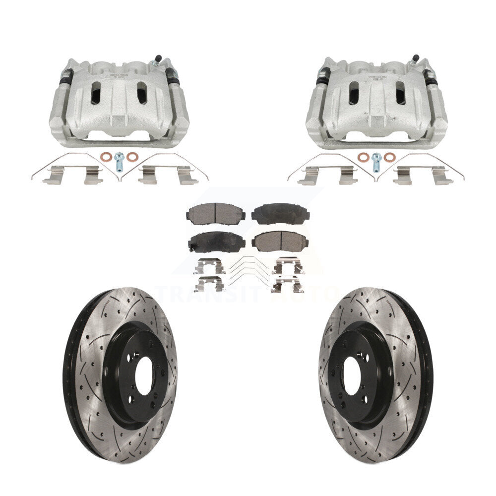 Front Brake Coated Caliper Drill Slot Rotors Ceramic Pad Kit For 2011-2014 Honda Odyssey KCD-100664T