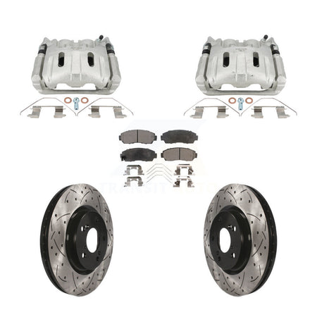 Front Brake Coated Caliper Drill Slot Rotors Ceramic Pad Kit For 2011-2014 Honda Odyssey KCD-100664T