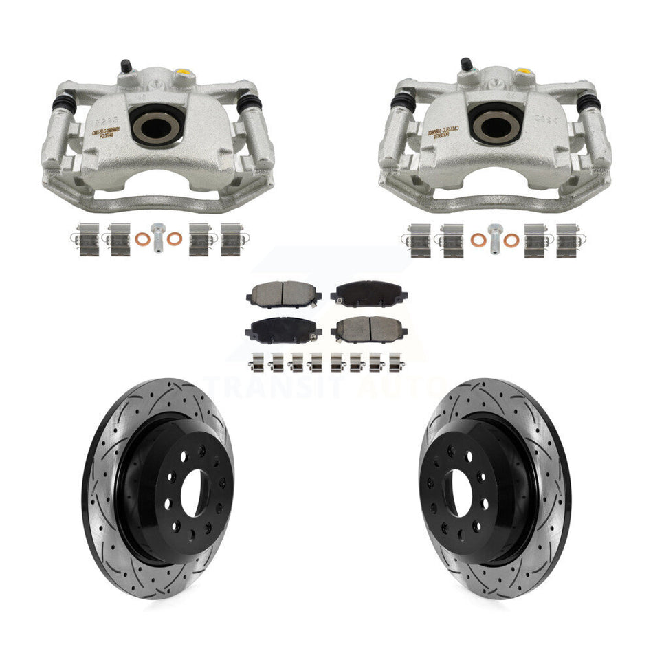 Rear Brake Caliper Drill Slot Rotors Ceramic Pad Kit For 2018-2020 Jeep Wrangler Rubicon KCD-100665C