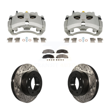 Front Disc Brake Coated Caliper Drill Slot Rotor Ceramic Pad Kit For Ram 3500 2500 Dodge KCD-100665T