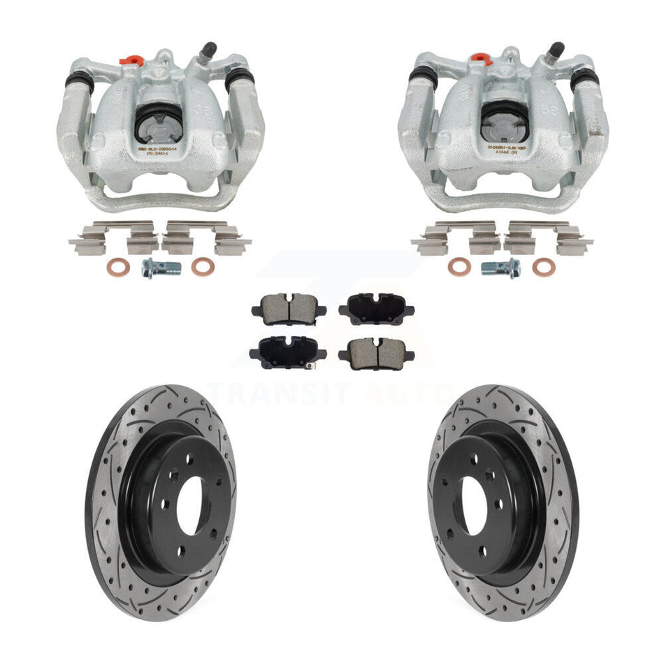 Rear Brake Caliper Drill Slotted Rotor Ceramic Pad Kit For Chevrolet Equinox GMC Terrain KCD-100668C
