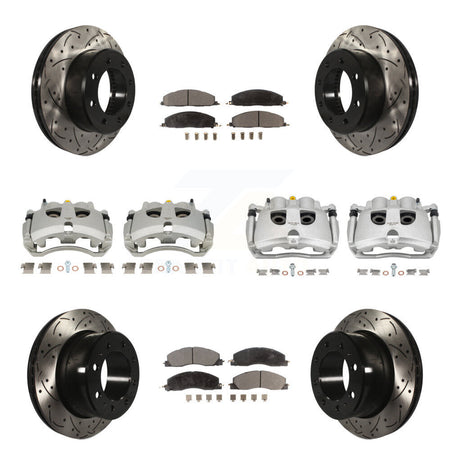 Front Rear Brake Caliper Drill Slot Rotor Ceramic Pad Kit (10Pc) For Ram 3500 2500 Dodge KCD-100668T