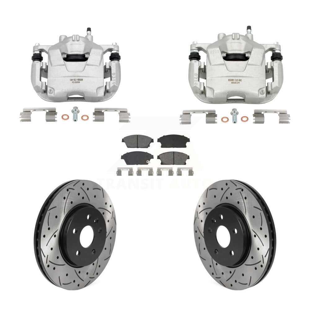 Front Brake Coat Caliper Drill Slot Rotor Semi-Metallic Pad Kit For Chevrolet Trax Buick KCD-100669S