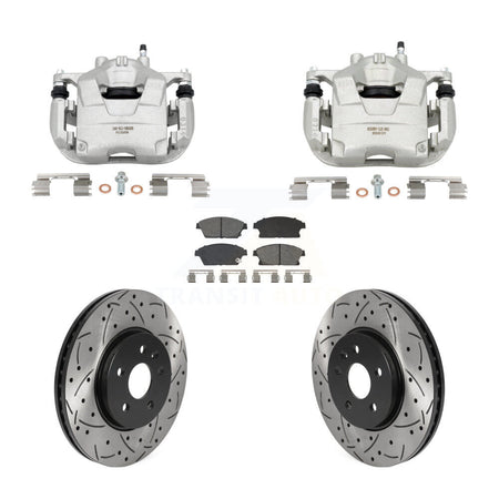 Front Brake Coat Caliper Drill Slot Rotor Semi-Metallic Pad Kit For Chevrolet Trax Buick KCD-100669S