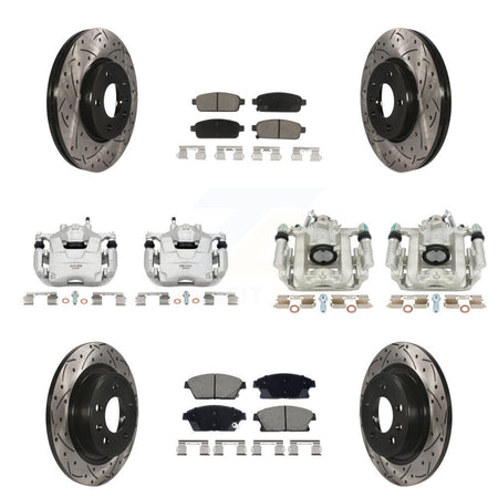 Front Rear Brake Caliper Drill Slotted Rotors Ceramic Pad Kit (10Pc) For Chevrolet Cruze KCD-100671C