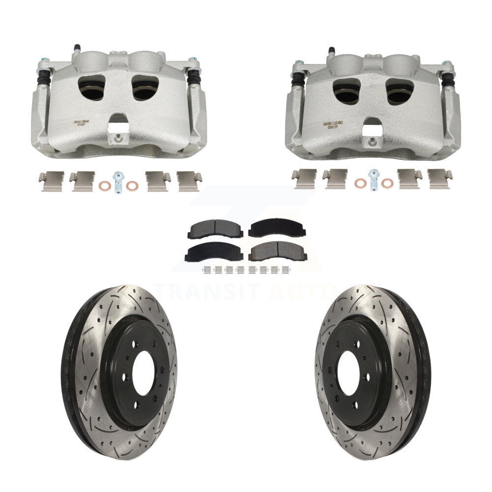 Front Brake Coat Caliper Drill Slot Rotor Semi-Metallic Pad Kit For 2018-2020 Ford F-150 KCD-100671S