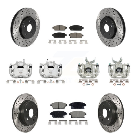 Front Rear Brake Coat Caliper Drill Slot Rotor Ceramic Pad Kit (10Pc) For Chevrolet Trax KCD-100672C