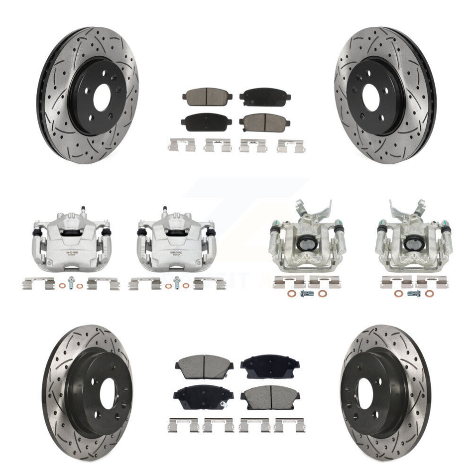 Front Rear Brake Coat Caliper Drill Slot Rotor Ceramic Pad Kit (10Pc) For Chevrolet Trax KCD-100672C