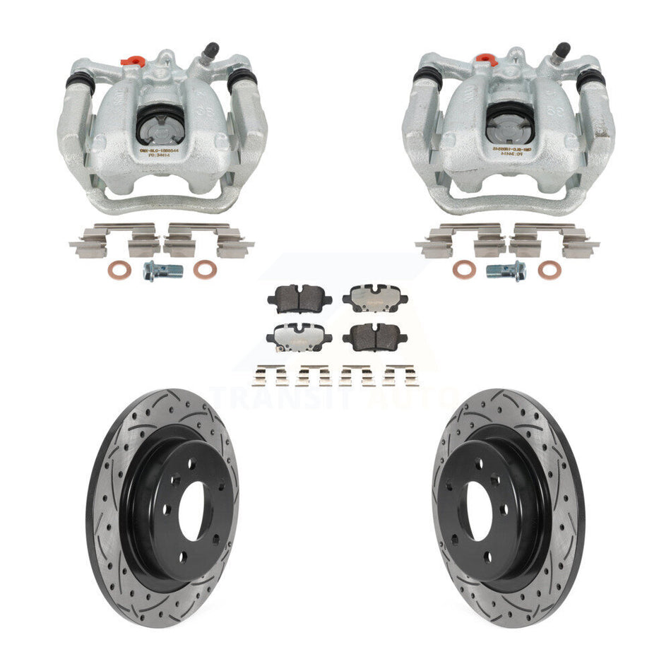 Rear Brake Coat Caliper Drill Slot Rotor Semi-Metallic Pad Kit For Chevrolet Equinox GMC KCD-100673P