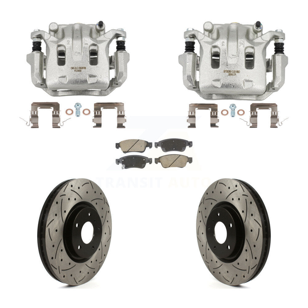 Front Brake Coat Caliper Drill Slot Rotor Ceramic Pad Kit For 2009-2013 INFINITI G37 AWD KCD-100674C