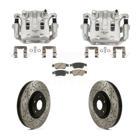 Front Brake Coat Caliper Drill Slot Rotor Ceramic Pad Kit For 2009-2013 INFINITI G37 AWD KCD-100674C