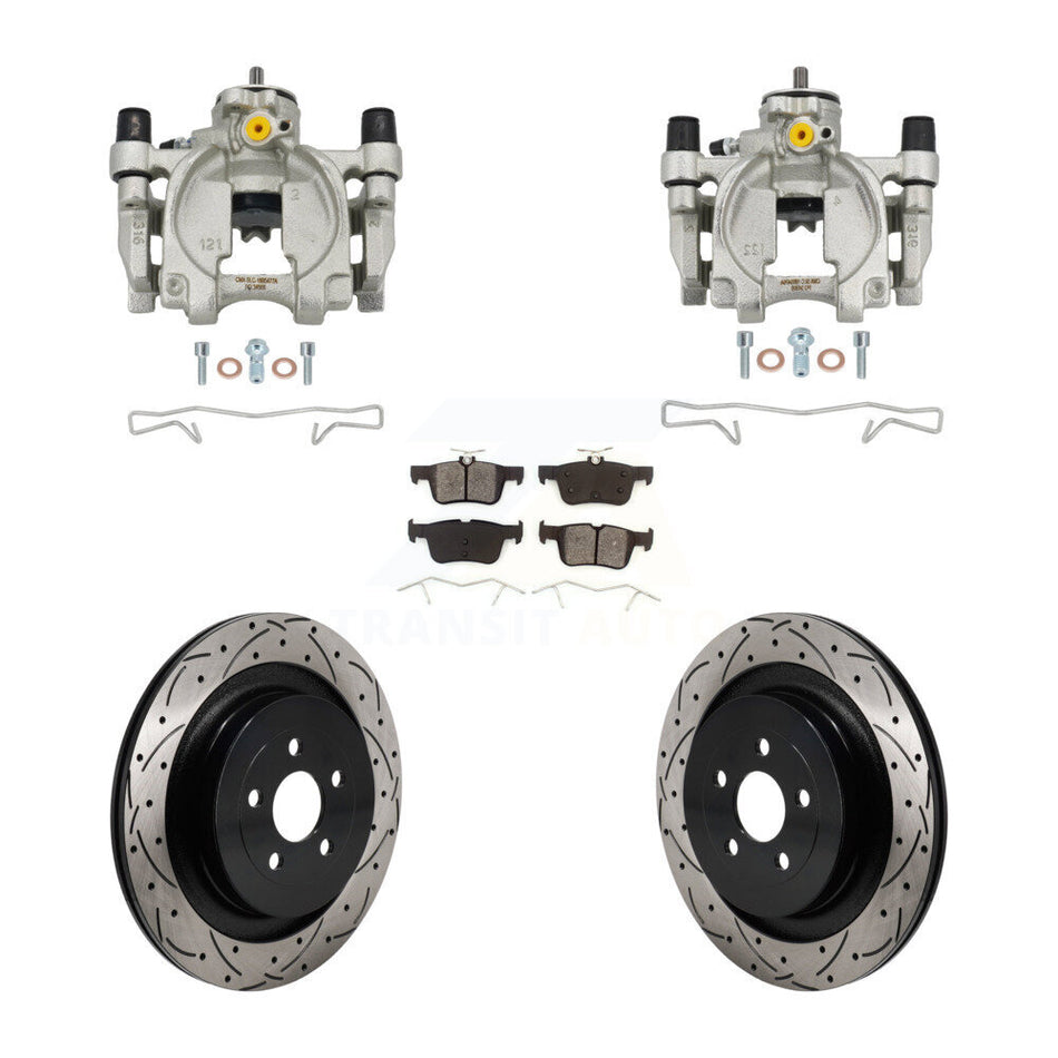 Rear Brake Caliper Drill Slot Rotor Semi-Metallic Pad Kit For 19-22 Lincoln Nautilus FWD KCD-100677S