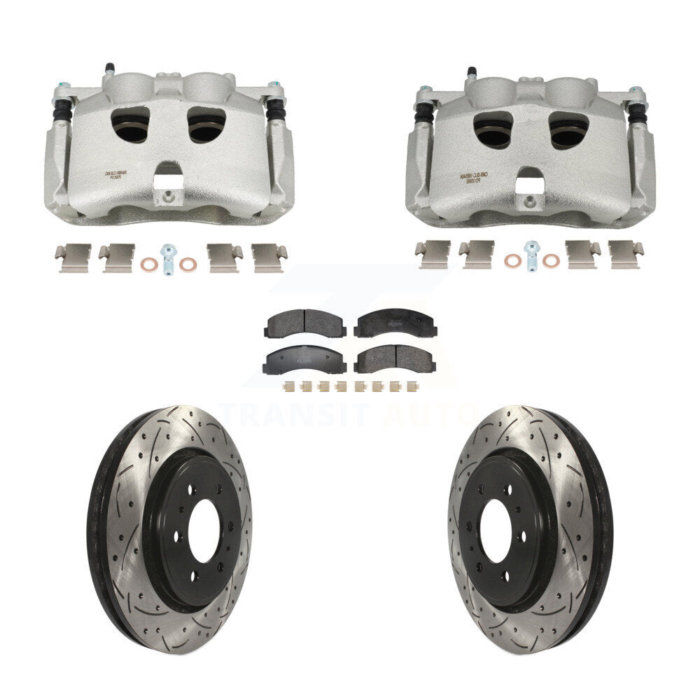 Front Brake Coat Caliper Drill Slot Rotor Semi-Metallic Pad Kit For 2018-2020 Ford F-150 KCD-100681P