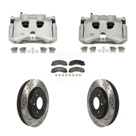 Front Brake Coat Caliper Drill Slot Rotor Semi-Metallic Pad Kit For 2018-2020 Ford F-150 KCD-100681P